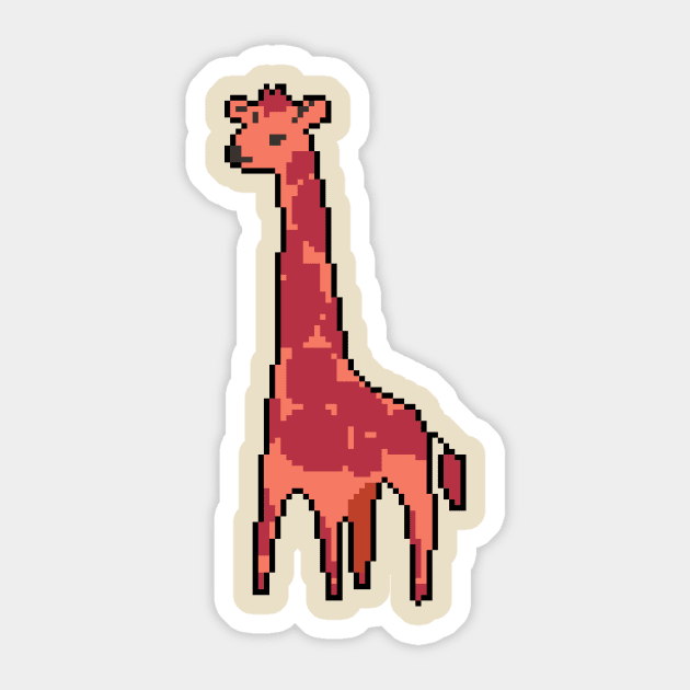 Pixel Wildlife: Vibrant Giraffe in Natural Habitat Sticker by Pixel.id
